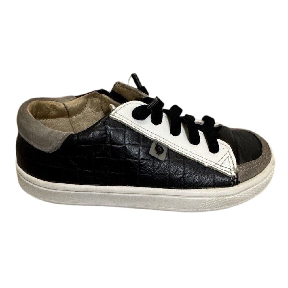 Old Soles Toddler Boys Leather Black White Zipper Stretch Lace Sneaker Sz 8 US - Picture 3 of 10